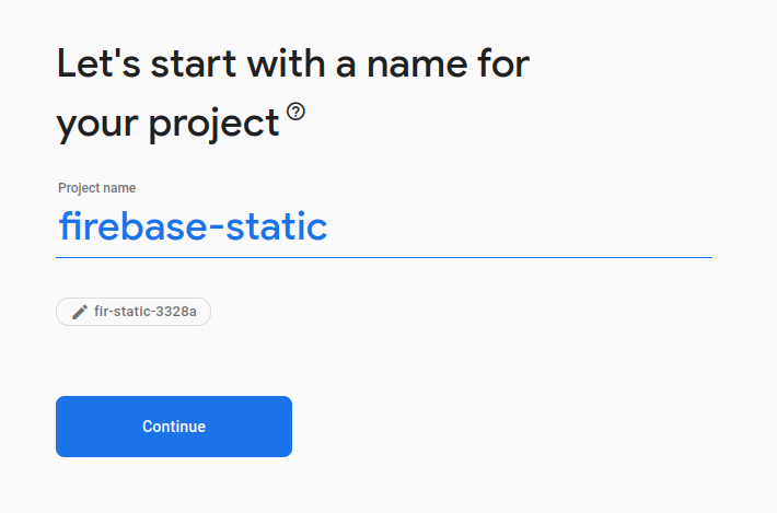 Name the Firebase project name
