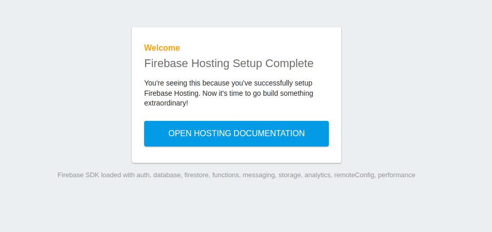 Default page of Firebase static web site deployes