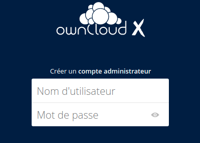 ownCloud first time configuration interface: admin account creation