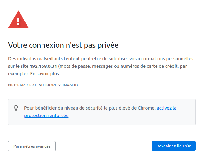 SSL certificat enabled