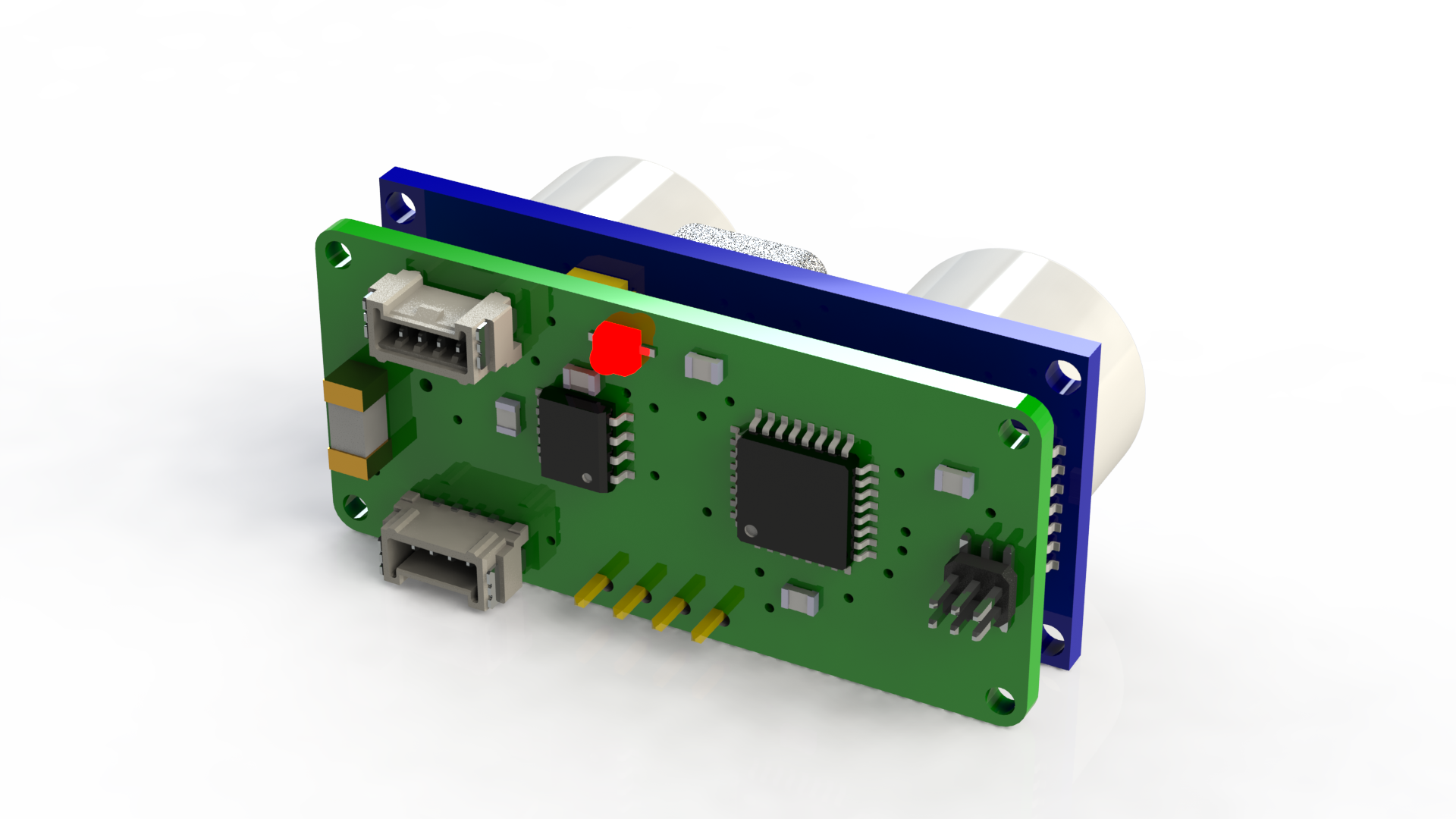 3D back view of the CAN bus ultrasonic sensor