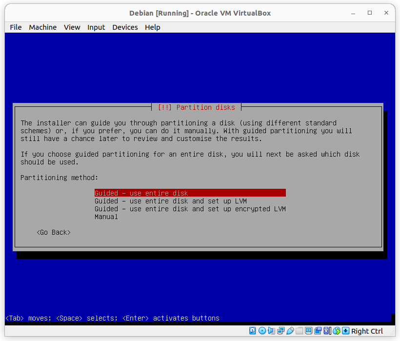 Debian partition disks