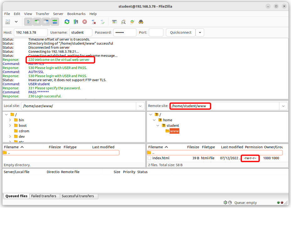 Custom vsftp configuration from the client side