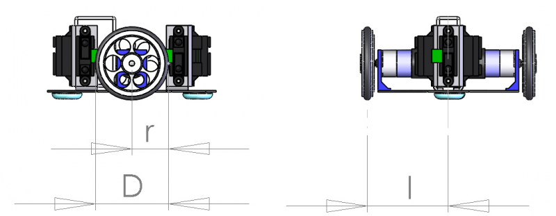Dimensions et parametres d'un robot mobile à roues différentielles