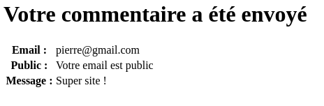Traitement du formulaire de commentaire