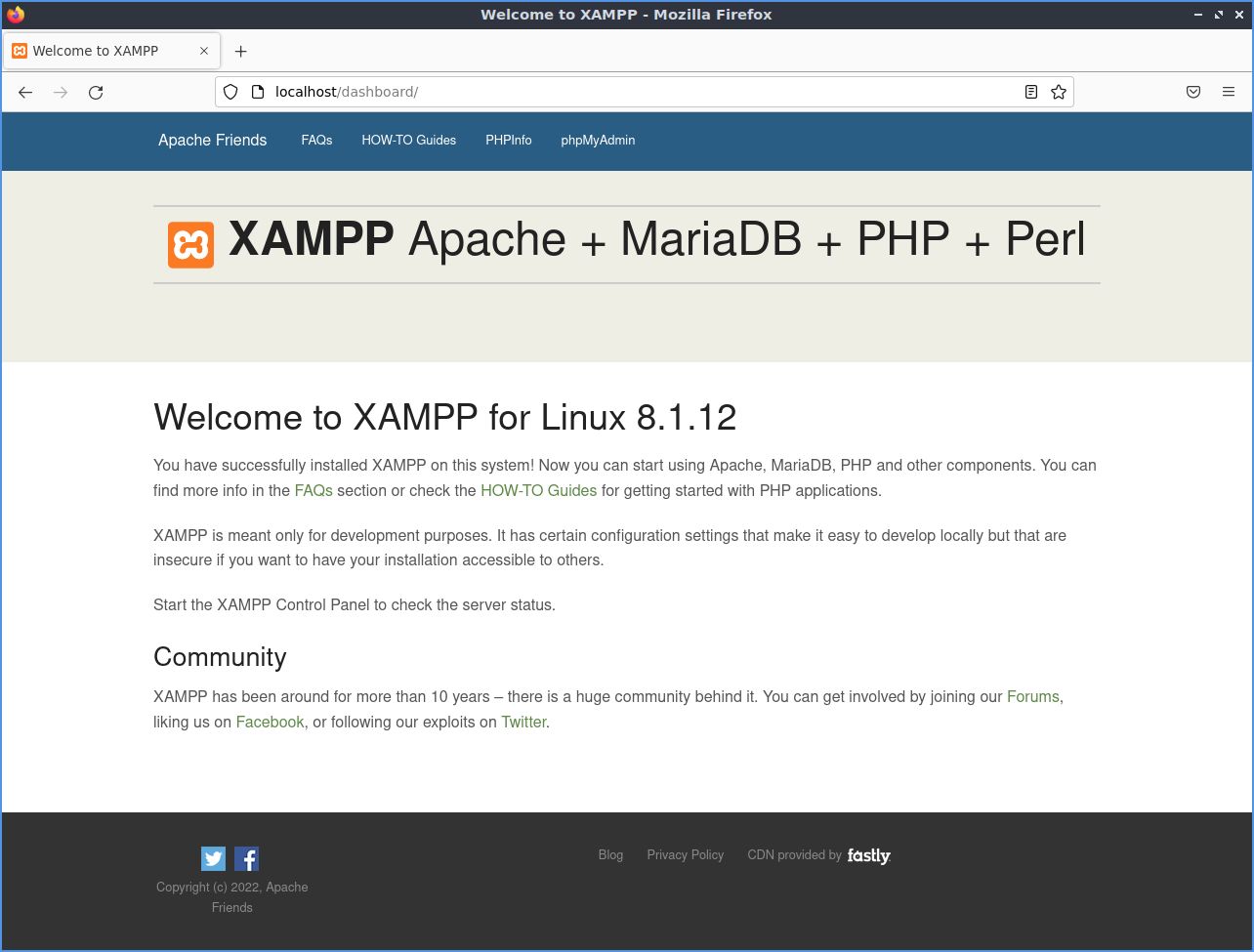 Vérifiez que le serveur web a bien démarré sur localhost.